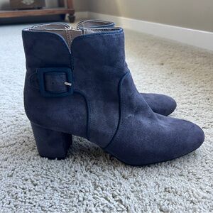 White Mountain Calisi Gray/Blue Suedette Ankle Boots